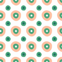 Seamless pattern with hand drawn colorful circles. Abstract dots geometric vector background.