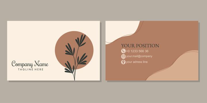 business card design for corporate identity. simple stylish card with hand drawn floral elements