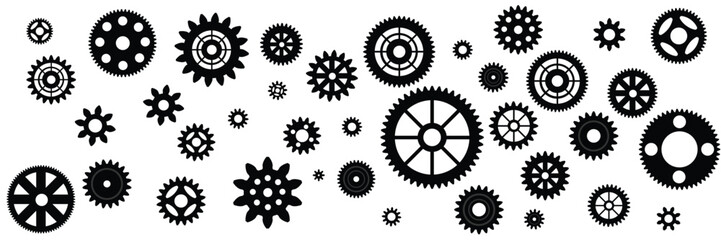 Set different gears icons, collection gear wheel sign, cogwheel - stock vector