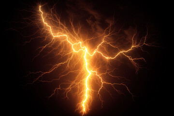 Flash of lightning on dark background. 