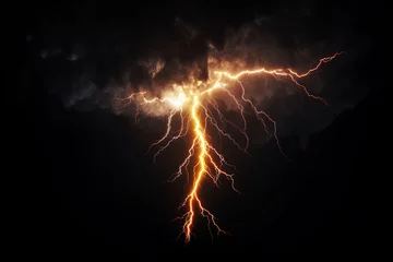 Crédence de cuisine en verre imprimé Feu Flash of lightning on dark background. 