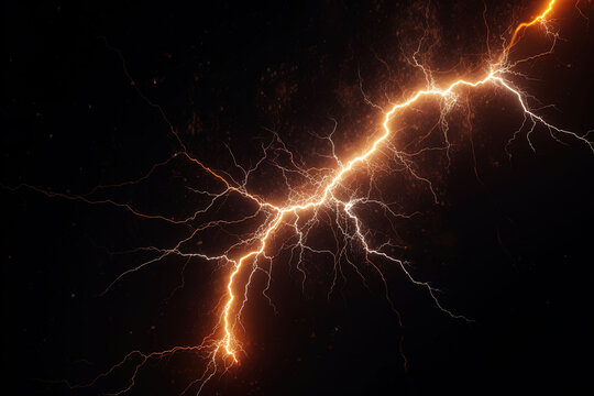 Flash of lightning on dark background. 