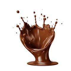 Splash of chocolate illustration, isolated object transparent background. Ai Generative