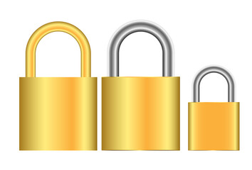 Naklejka premium Golden padlock isolated on white background.