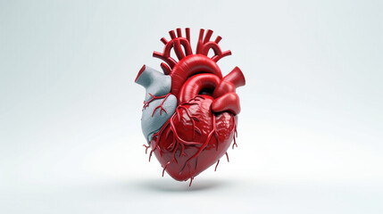 heart model on white background. Generative Ai.  - obrazy, fototapety, plakaty