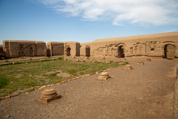 many broken pillars of old uzbekistan