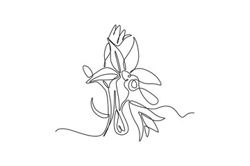 Single one line drawing plants and herbs concept. Continuous line draw design graphic vector illustration.