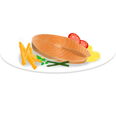 salmon steak with vegetables