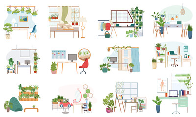 Green Workplace Flat Icons