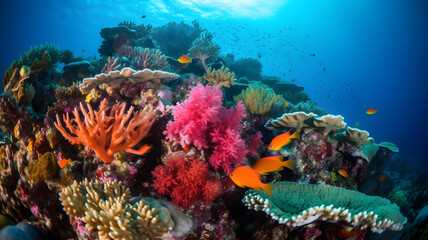Fototapeta na wymiar beautiful coral reef in the deep sea