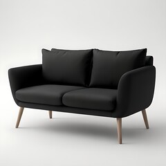 black sofa isolated on white background