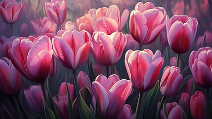 Fototapeta premium pink tulip background generative AI