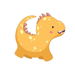 Little yellow dino. Kids pattern, vector illustration.