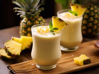 Smoothie with pineapple. Generative AI