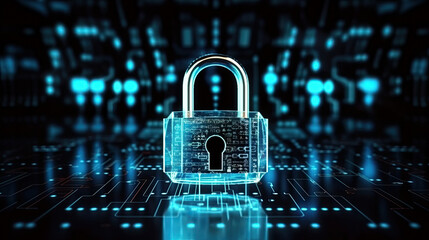 Lock icon and internet network security technology ,Generative AI