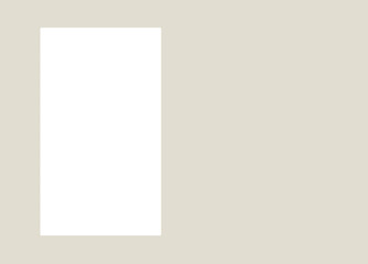 Greeting card mockup on beige background, top view, flat lay. White blank holiday card or flyer