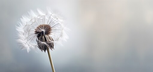 Condolence, grieving card, loss, funerals, support.  Beautiful elegant dandelion on a neutral background for sending words of support and comfort. 