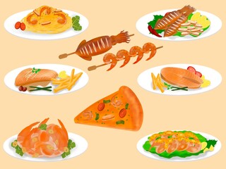 set of seafood