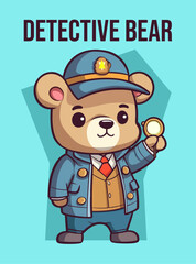 Vector Art Profession Character Detective bear