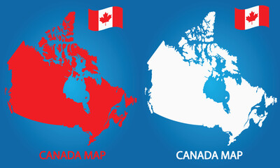 country map with flag, canada map vector