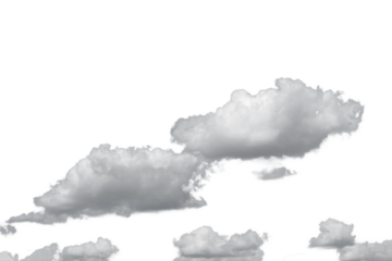 white fluffy clouds standing out against a black background and a blue sky