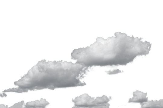 white fluffy clouds standing out against a black background and a blue sky