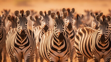 Fototapeta na wymiar Regal Zebra Herd on the Vast Plains