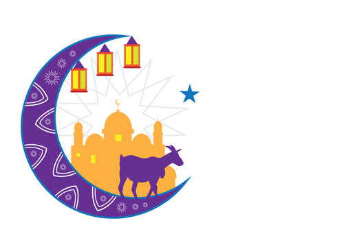 Muslim Feast eid-al Adhad or Feast of Sacrifice Goat version. Editable Clip Art.