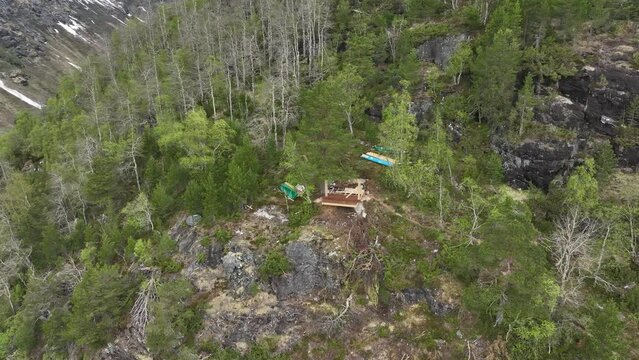 Small homemade lookout viewpoint made in the mountainside of Hellesylt Norway
