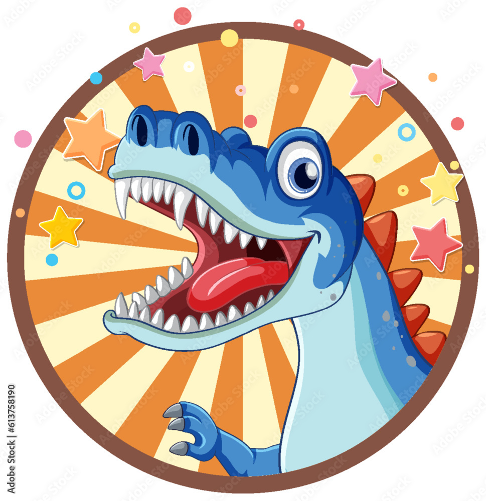 Canvas Prints Dinosaur on circle comic sticker template