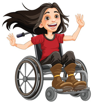 Happy Disabled Person in Wheelchair