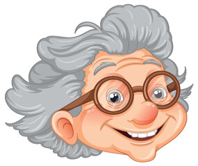 Happy smiley grandmother face cartoon