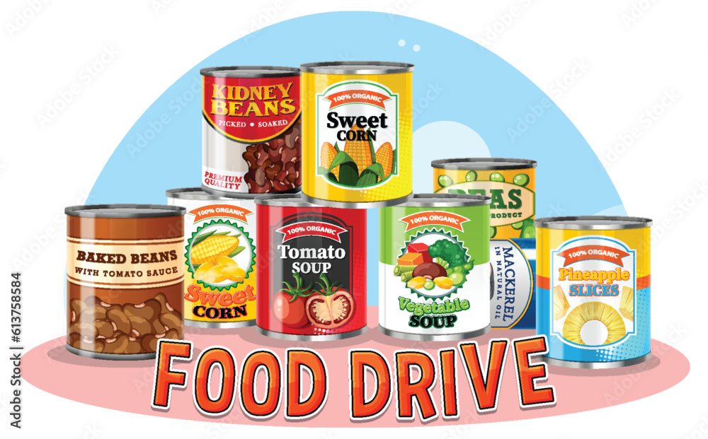 Poster healthy canned food with