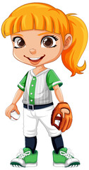 Orange hair colour girl baseball player