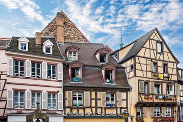 Half-timbered houses in the center of the medieval city of Strasbourg, Alsace, France
