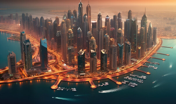 Dubai marina showcasing sky scappers scene