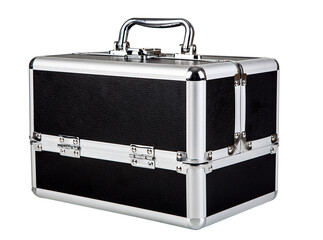 Black leather briefcase isolated on a white background. Clipping path included