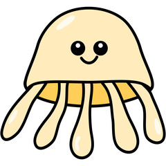 jellyfish illustration, marine mammal, seafood, underwater animal