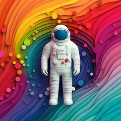 astronaut on rainbow background, Generative AI paper style