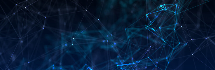 Abstract futuristic - technology with polygonal shapes on dark blue background. Design digital technology concept. 3d illustration.