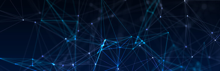 Abstract futuristic - technology with polygonal shapes on dark blue background. Design digital technology concept. 3d illustration.