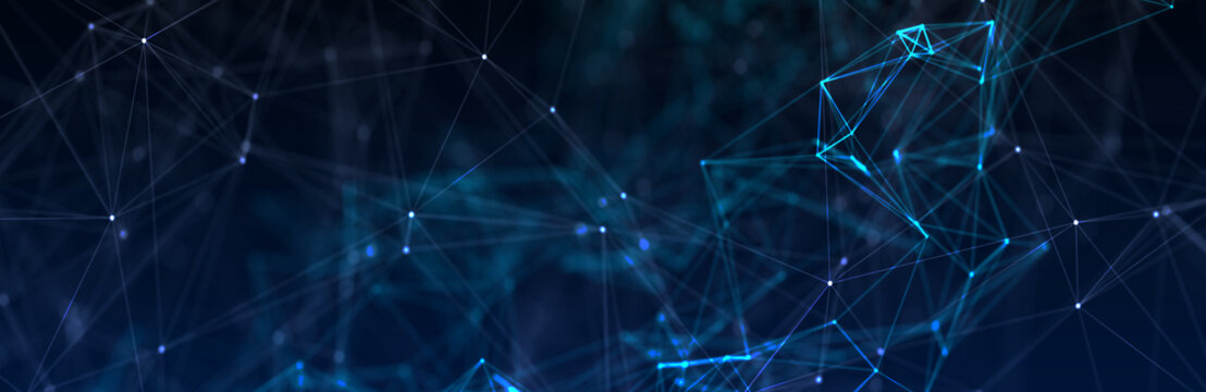 Abstract futuristic - technology with polygonal shapes on dark blue background. Design digital technology concept. 3d illustration.