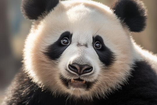 panda is eating bamboo, cute