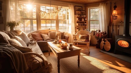 Earthy Elegance: A Cozy Rural Living Room Embracing Rustic Charm 3. Generative AI