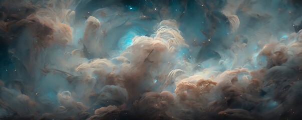 Galactic nebula background wallpaper and swirling clouds of nebula. generative AI