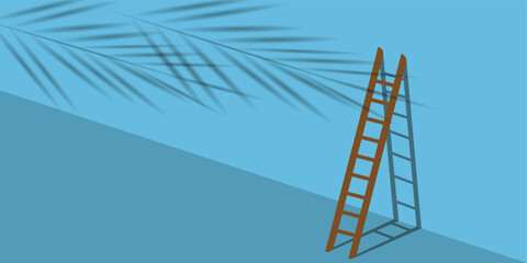 Stair step on yellow wall on studio background, Up and down stairs. Growth, future, development concept.