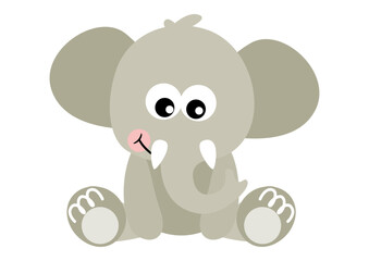 Funny cute baby elephant sitting