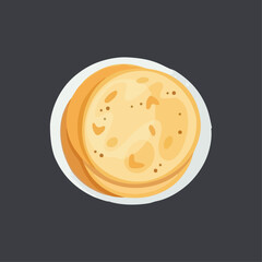 Pancakes on plate. Top view. Vector illustration