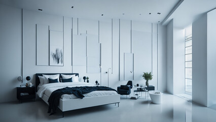 Modern white luxury home showcase bedroom