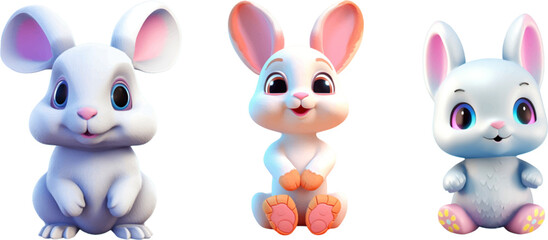 Cute rabbit in 3d style.